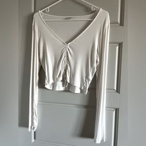 Aritzia Sunday Best white long sleeve crop top